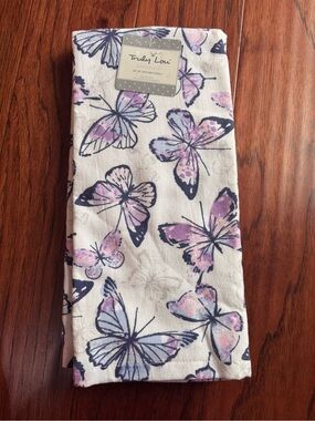 Set of 2 Truly Lou Kitchen Dish Towel NWT Purple Butterflies